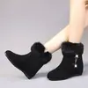 Botas de nieve para mujer con forro de pelo de conejo, suela gruesa, colección otoño/invierno 2026, con diseño interior que aumenta la altura, botines, acolchadas para abrigar, versátiles y cómodas