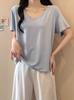 Talla Grande Ligeramente Gorda Casual Manga Corta Camiseta Blanca de Verano para Mujer Camiseta Hombro Derecho Gordo mm Corte Holgado Adelgazante Top