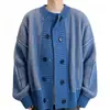 Cárdigan de Punto a Rayas Verticales Vintage Suelto de Cuello Redondo Abrigo Suéter de Doble Botonadura con Diseño Único Top Casual