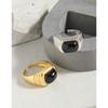 562 Estilo coreano INS nicho diseño de lujo ligero versátil paso a paso anillo de escalera de ágata negra plata de ley S925 femenino