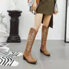 Botas Western para Mujer para Comercio Exterior, Tallas 34-45, Botas de Cuero de Caña Alta Transfronterizas Otoño-Invierno, Botas de Tacón Alto para Mujer con Punta Redonda sin Cordones Tallas Grandes