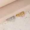 Anillo de cadena de cuentas retro estilo Ins sin decoloración titanio acero chapado en oro versión coreana diseño simple de nicho venta al por mayor