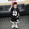 Traje de Verano de Manga Corta para Niños 2026 Nuevo Elegante Moda para Bebés Ropa Deportiva Delgada Conjunto Delgado de Dos Piezas