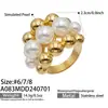 Anillo de Acero de Titanio con Perlas de Imitación Estilo Ins Europeo y Americano, Anillo Multicapa Full Diamante Lujo Ligero Gama Alta Estilo Vintage Influencer