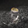 Anillo de plata de ley Yilu S925 con citrino, diseño retro antiguo y auspicioso de Ruyi, con forma de huevo y corte de temperamento.