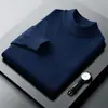 Suéter de punto para hombre con cuello medio transfronterizo, nuevo modelo otoño e invierno 2026, color liso, engrosado, cálido jersey de punto base para hombre