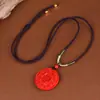 Collar Colgante Redondo de Cinabrio Crudo Atractor de Fortuna con Arena Púrpura y Dorada de Alto Contenido Joyería para Hombres y Mujeres en su Año Zodiacal Venta al por Mayor