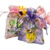 Bolsa de Regalo de Organza con Cordón Estampada en Oro 7*9, Bolsa Pequeña para Empaque de Joyería, Bolsa de Malla de Alta Gama con Cordón
