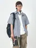 Camisa de Houndstooth Retro Literaria Japonesa para Pareja de Manga Corta para Hombre Moda Versátil Holgada y Atractiva Camisa Casual