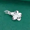 Colgante de flor de durazno de plata pura S925, charm de flor de cerezo pequeña estilo chino, disco de plata, accesorio de pulsera y collar DIY hecho a mano, joyería de plata