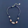 Collar Tejido Pulsera Colgante de Cristal de Hielo con Forma Diseño de Nicho Moda Estilo Bohemio Cadena de Clavícula en Capas para Mujer
