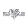 Anel de prata esterlina Raydean s925 feminino com corte de flor de gelo e luz de nicho, anel de diamante quadrado com alto teor de carbono e colorido em forma de coração, atacado