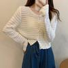 Cárdigan de punto calado para mujer, blusa corta de manga larga con tejido exterior de malla, novedad de verano de 2024