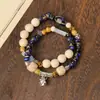 Pulseras Apilables de Estilo Étnico, Pulseras de Perlas de Cerámica de Jingdezhen, Joyería de Nicho de Doble Capa, Tejido a Mano, Artístico y Retro