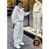 Conjunto de Duas Peças: Moletom com Capuz de Lã e Calça Esportiva Casual Solta Masculino Outono/Inverno 2026