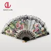 Fabricantes suministran abanico de plástico plegable de encaje estilo japonés para publicidad abanico de encaje para danza estilo japonés al por mayor