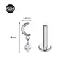 Novo piercing lábio unha 0,9 dentes F136 liga de titânio lua raio cone piercing lábio piercing orelha tragus zircônia 5A