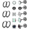 Pendientes Redondos de Alambre de Acero de Venta Caliente Transfronterizos Set de Pendientes de Circonita Pendientes con Galvanoplastia al Vacío Joyería para Piercings Venta al por Mayor