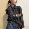 Cárdigan de Punto Jacquard Vintage con Cuello de Solapa Talla Grande para Mujer Nuevo Estilo Otoño/Invierno 2026 Abrigo Engrosado Adelgazante que Mejora la Calidez para Mujer