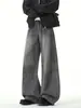 Calça jeans masculina com estampa de bambu, perna curva, tendência de outono, calça comprida casual com caimento fluido, calça larga versátil para adolescentes