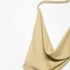 Ropa de Mujer para Comercio Exterior de Aliexpress Estilo Europeo y Americano Transfronterizo Zr Punto Nuevo Vestido Halter con Estampado de Empalme y Cuadrado
