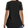2025 Transfronterizo Amazon Temu Primavera y Verano Nuevo para Mujer Europeo y Americano Camisa Casual de Encaje Negro de Manga Corta de Gama Alta