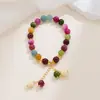 Nuevo Pulsera de Turmalina Arcoíris Natural Colorida para Mujer, Pulsera de Cadena con Colgante de Orquídea Estilo Veraniego Ins Nicho, Pulsera para Novia Mejor Amiga