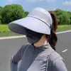 Sombrero de Protección Solar para Mujer, Nuevo Modelo Verano 2026, Ala Ampliada, Protección UV, Diseño de Media Parte Superior, Se Puede Atar en una Cola de Caballo, Sombrero de Sol