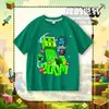Camiseta Infantil de Manga Curta Creeper Minecraft Meninos e Meninas Roupa de Verão Algodão Puro Fresca Desenho Animado Versátil Blusa de Meia Manga