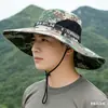 Chapéu de Sol de Montanhismo Novo Estilo de Verão, Gorro para Exterior, Chapéu de Pescador, Aba Larga de 13cm, Chapéu de Sol com Proteção Solar Masculino, Chapéu de Sol Feminino