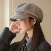 Nuevo Sombrero Estilo Coreano para Primavera y Otoño para Mujeres con Gran Circunferencia de Cabeza, Boina Adelgazante, Sombrero Octogonal Versátil de Moda, Sombrero de Artista Retro