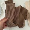 Zapatos Birkenstock estilo japonés IOULOR, calcetines de línea gruesa, estilo Ins, calcetines apilados de caña media retro con doble aguja, calcetines largos americanos de otoño e invierno.