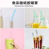 Canudos de Silicone Reutilizáveis Mais Vendidos no Exterior Conjunto Portátil Canudos de Silicone Dobráveis Canudos para Bebidas