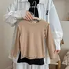 Camiseta Interior Transfronteriza Estilo Coreano Ins Simple Color Sólido Camiseta con Volantes para Niños Manga Larga Top de Encaje en Stock