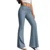 Pantalones Acampanados de Bolsillo de Cintura Alta Levanta Glúteos, Pantalones de Yoga Microacampanados de Sensación Desnuda, Pantalones de Fitness para Entrenamiento de Pilates para Mujer, Cintura Alta