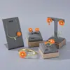 Explosiones pequeño traje de joyería de margarita para mujer dulce moda anillo de flor naranja pulsera collar pendientes de pasador de plata pendientes pendientes