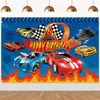 Tecido de Fundo para Aniversário Hot Wheels Suprimentos de Decoração para Festa de Aniversário Carro de Corrida Desenho Animado Hot Wheels Faixa de Aniversário para Fotos
