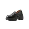 Mocasines pequeños de 10 cm para mujer, nuevos de primavera, combinan con todo, suela gruesa, retro, de una sola capa, suela suave, ocultos para aumentar la altura, zapatos pequeños de cuero para mujer