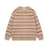 Suéter de cuello redondo a rayas con bordado vintage de estilo americano para hombre, suéter informal de gran tamaño para otoño, combina con todo para parejas