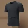 Camiseta Ola Cor Pura Manga Curta Verão Nova Gola Redonda Respirável Top Secagem Rápida Camiseta de Secagem Rápida Masculina Tecido de Seda de Gelo 180g