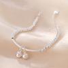 Pulseira Sino Simples de Prata de Lei 925 Pulseira Elegante de Nicho de Luxo Leve para Mulheres Pulseira de Contas Redondas Presente para Namorada Pulseira ins