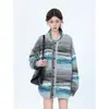 Suéter retro a rayas de colores estilo americano para mujer, colección otoño/invierno 2026, con un cárdigan de punto de manga larga, holgado y de alta gama, con un diseño moderno
