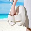 Pantuflas de Tacón Alto para Mujer, Estilo Sencillo, Color Sólido, Antideslizantes, Versátiles para la Playa y el Hogar, Modernas y de Alta Gama