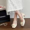 Nuevos Zapatos Mary Jane de Tacón Grueso Versátiles Otoño 2025 para Mujer Estilo Dulce de Hada de las Flores Nuevos Zapatos Chinoserie con Faldas