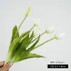 Tulipas simuladas de borracha macia com 5 cabeças para decoração de casa, flores artificiais para buquês de casamento, buquês de tulipas simuladas, flores artificiais