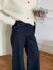 GAGD Jeans Recortados Adelgazantes de Pierna Ancha y Cintura Alta Estilo Francés Retro para Mujer Otoño e Invierno Tencel Sumergido