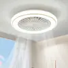 Luminária ventilador de teto moderna minimalista para quarto, luminária ventilador de teto integrada invisível para sala de jantar e sala de estar, luminária de teto LED ultrafina