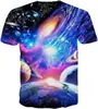 Camiseta Masculina Explosões Caveira Estrela Impressão 3D Galáxia Sistema Solar Planeta Nebulosa Manga Curta T