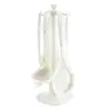 Juego de 7 utensilios de cocina de silicona coloridos para sartenes antiadherentes con soporte de almacenamiento, juego de espátula y cucharón de silicona resistente a altas temperaturas
