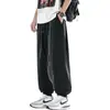 Calça de Verão Masculina Transfronteiriça Pequena Horizontal M-7XL Tamanho Plus Ar Condicionado Seda Gelada Masculina Calça Casual Solta de Nove Pontos